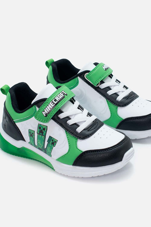 TENIS DE MINECRAFT BLANCO Y VERDE PARA NIÑO