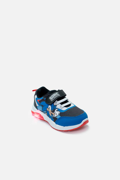 TENIS DE SONIC CON LUCES AZUL Y ROJO PARA NIÑO