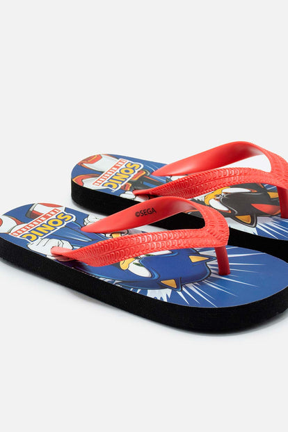 SANDALIA DE SONIC AZUL Y ROJO PARA NIÑO