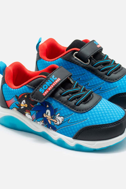 TENIS CON LUCES DE SONIC AZUL Y NEGRO PARA NIÑO