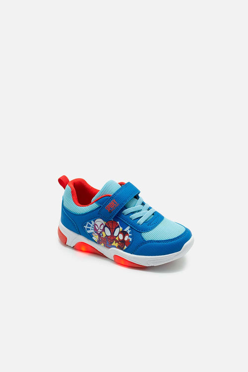 TENIS CON LUCES DE SPIDEY ROJO Y AZUL PARA NIÑO