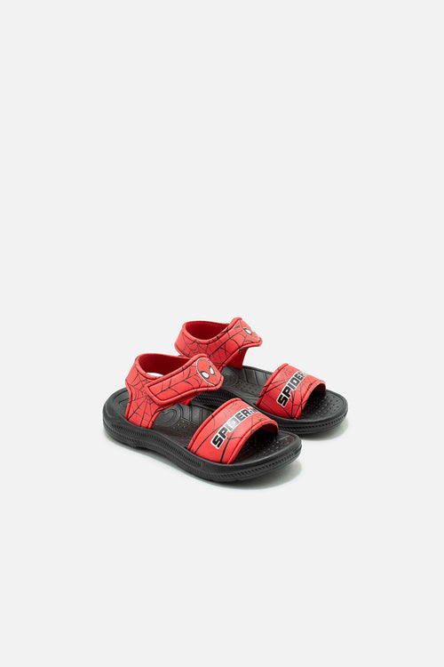 SANDALIA DE SPIDER-MAN ROJO Y NEGRO PARA NIÑO